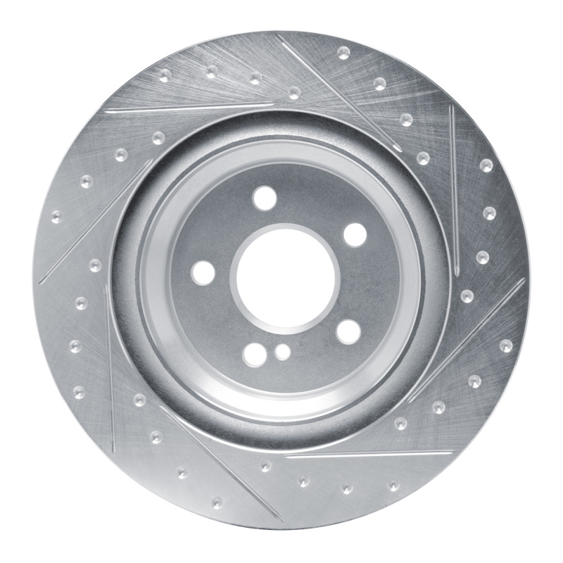 Mercedes-Benz SL550 Brake Rotor (1) - Rear Left - R1 Concepts - Drilled & Slotted - Silver - `13-`20
